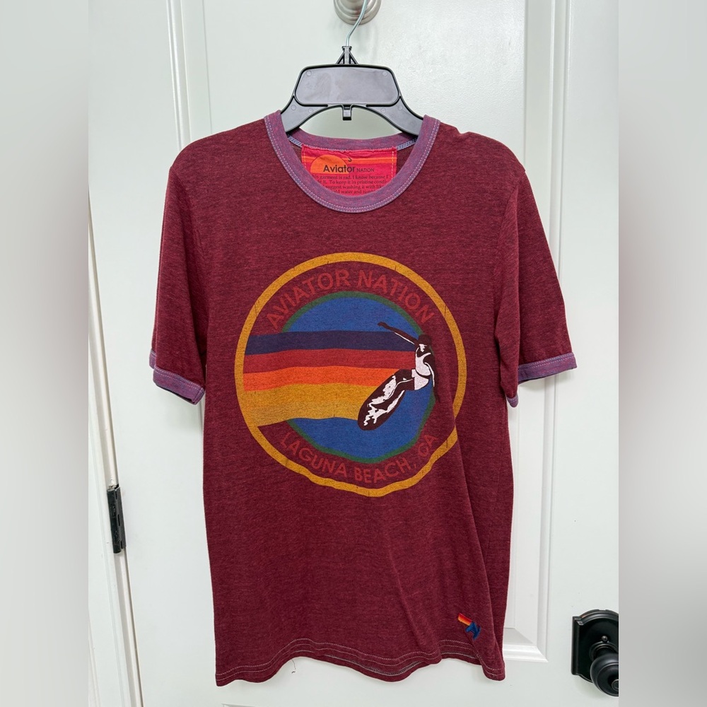 Aviator Nation Maroon Graphic Tee size S